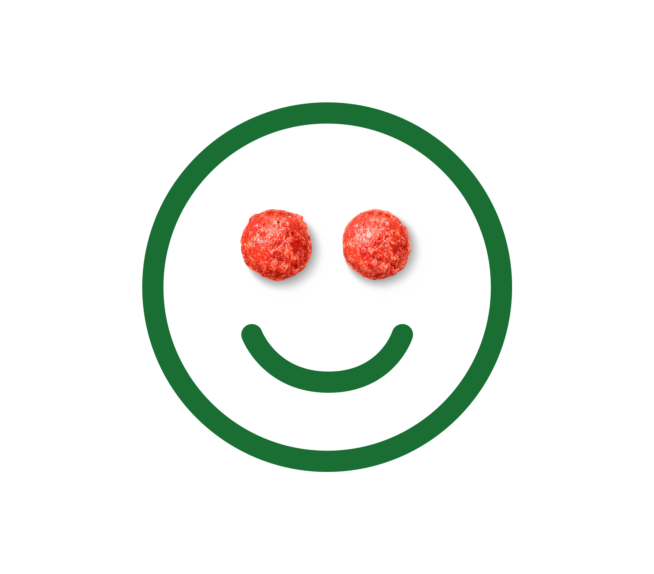 A smiley face with meatballs for eyes.